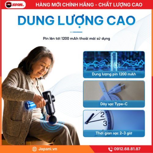 Pin dung lượng cao Máy massage cầm tay JAPANI MCT-1911