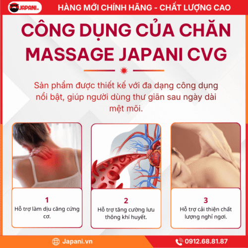 Công Dụng Massage Của Chăn Massage Vai Cổ Lưng JAPANI CVG-1979