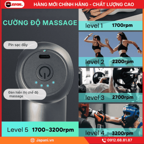 Cường độ máy massage cầm tay Đa Dạng Đầu Massage Chuyên Biệt cho Máy Xoa Bóp Cầm Tay JAPANI Yolanda CM20F