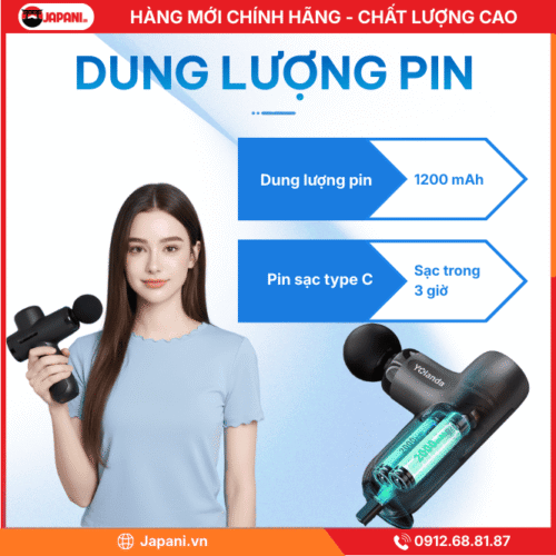 dung lượng pin máy massage cầm tay Đa Dạng Đầu Massage Chuyên Biệt cho Máy Xoa Bóp Cầm Tay JAPANI Yolanda CM20F