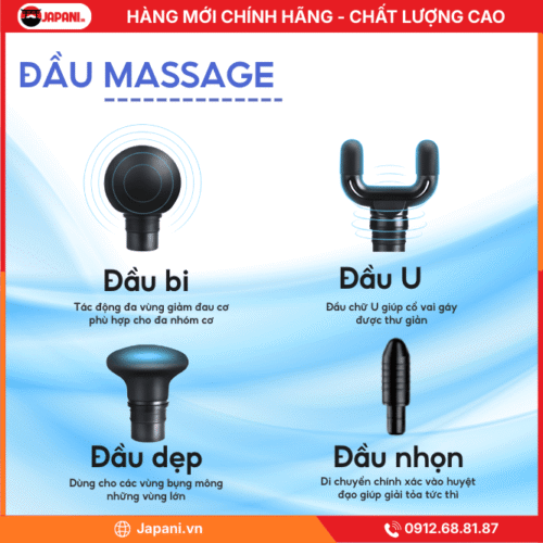 Đa Dạng Đầu Massage Chuyên Biệt Đa Dạng Đầu Massage Chuyên Biệt máy massage cầm tay Japani-MCT-2348