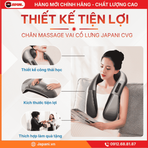 Thiết Kế Tiện Lợi Của Chăn Massage Vai Cổ Lưng JAPANI CVG-1979