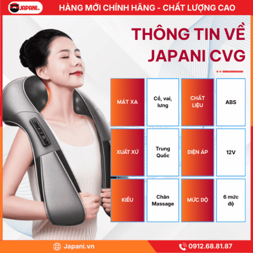 Thông Tin Chi Tiết Của Chăn Massage Vai Cổ Lưng JAPANI CVG-1979
