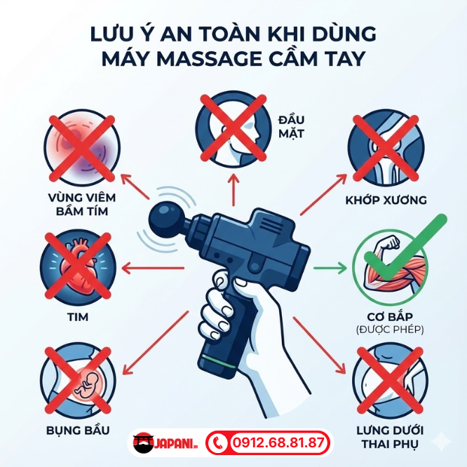 Lưu &yacute; khi sử dụng m&aacute;y massage c&acirc;̀m tay