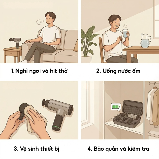 Sau khi sử dụng m&aacute;y m&aacute;t xa c&acirc;̀m tay