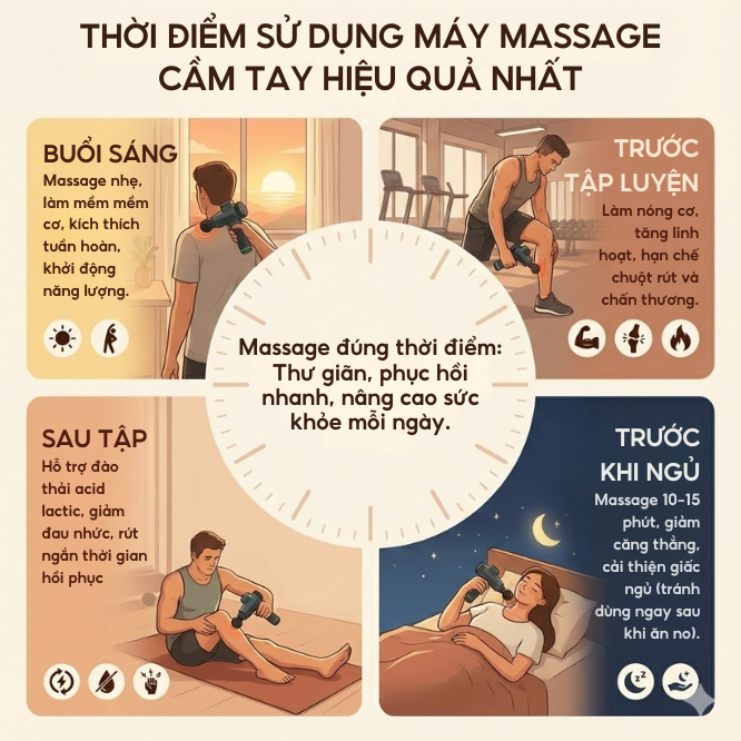 Thời điểm sử dụng m&aacute;y massage cầm tay hiệu quả nhất