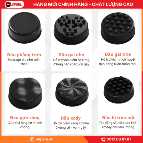 Đa Dạng Đầu Massage Của Máy Massage Cầm Tay JAPANI MCT-4456 Mini