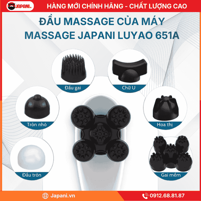 Đa Dạng Đầu Của Máy Massage Cầm Tay Không Dây JAPANI MS 2675