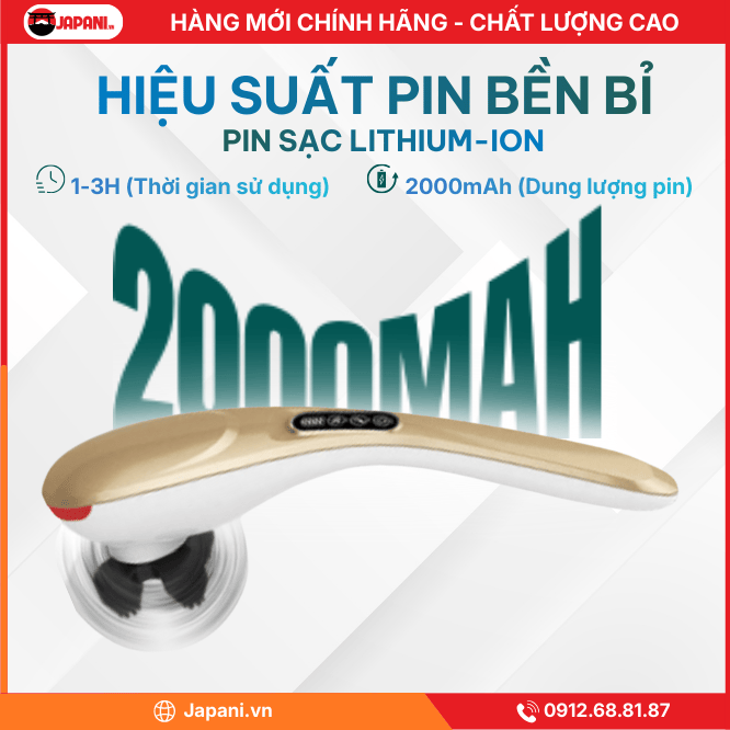Hiệu Suất Pin Của Máy Mát Xa Cầm Tay Không Dây JAPANI MS 2675