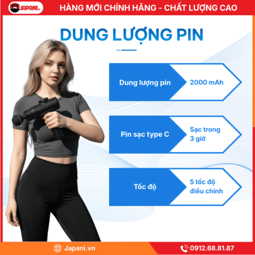 Dung lượng pin máy massage Cầm Tay JAPANI Sun Power JMQ24