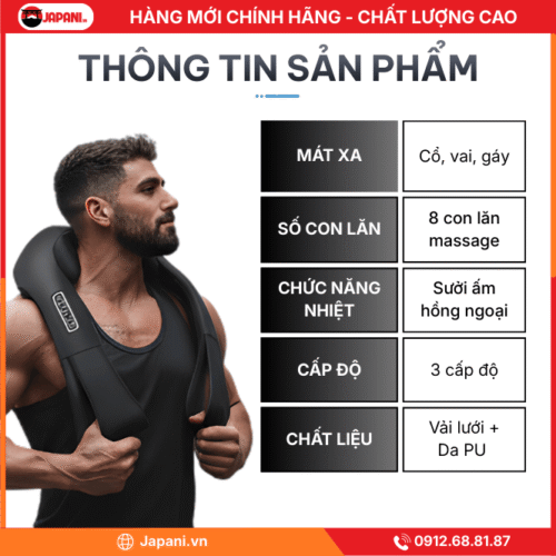 Thông tin kỹ thuật chi tiết về máy massage cổ vai gáy JAPANI AMD-06