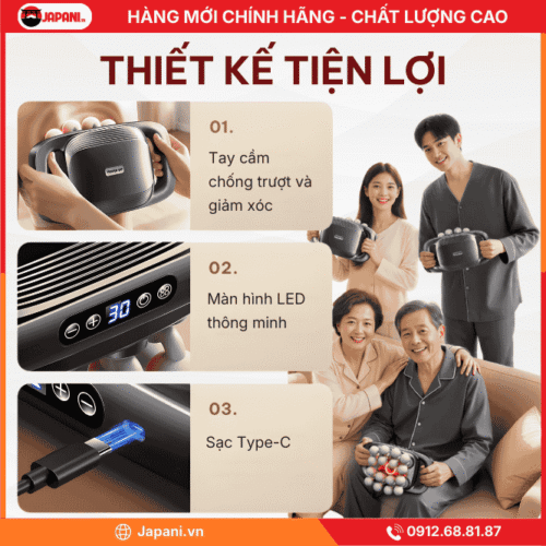 Thiết kế nhỏ gọn, nhẹ và tiện lợi của máy massage