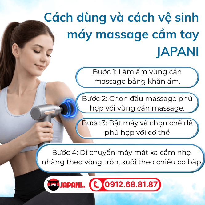Cách dùng và cách vệ sinh máy massage cầm tay JAPANI