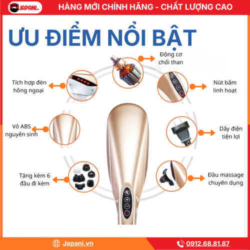 ưu điểm Máy massage cầm tay cán dài JAPANI MDT-5311