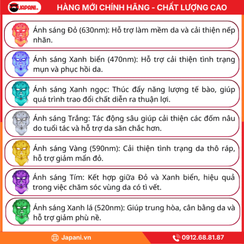 7 Màu Led Của Massage Nâng Cơ Mặt JAPANI MSM-2568
