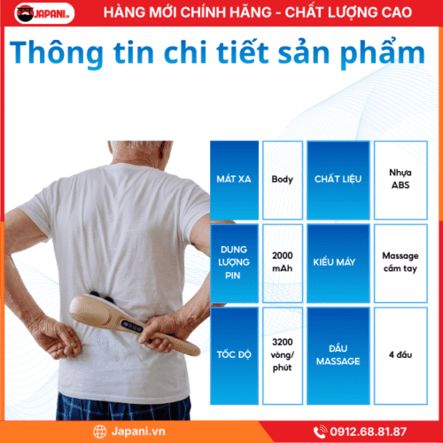 Thông tin chi tiết về sản phẩm máy massage đấm lưng cầm tay JAPANI MDL-5484