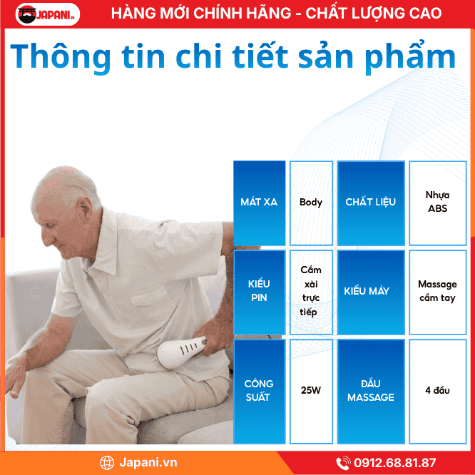 Thông Tin Chi Tiết Sản Phẩm Máy massage đấm lưng cầm tay JAPANI MDL-5572