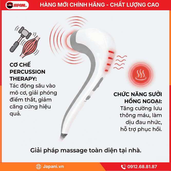 Công Nghệ Massage Đấm Của Máy massage đấm lưng cầm tay JAPANI MDL-5572