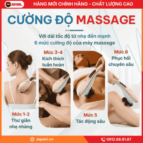 Cường độ massage của máy massage đấm lưng cầm tay JAPANI MDL-5484