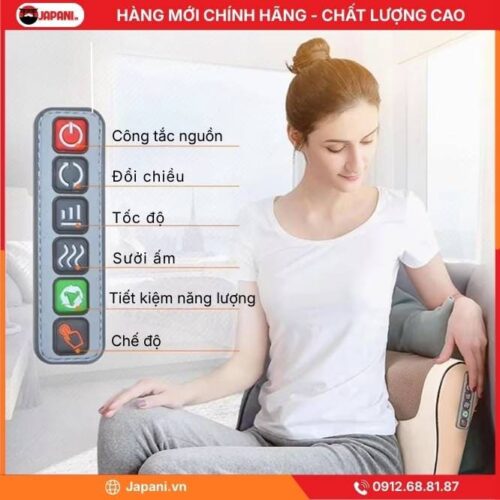 Thông Tin Chi Tiết Của Gối Massage Cổ Vai Gáy, Mát Xa Lưng JAPANI CVG-6047