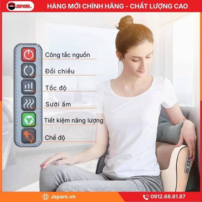 Thông Tin Chi Tiết Của Gối Massage Cổ Vai Gáy, Mát Xa Lưng JAPANI CVG-6047