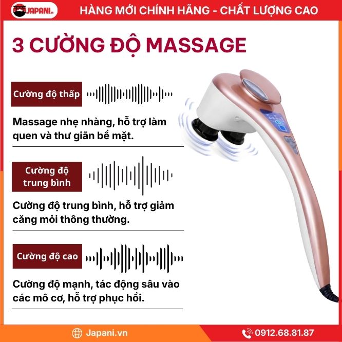 Cường Độ Massage Của Máy Đấm Lưng, Cổ, Vai Gáy Cầm Tay JAPANI CVG-6093
