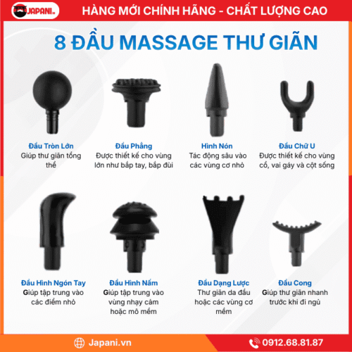Đa Dạng Đầu Massage Của Máy Đấm Lưng Cầm Tay JAPANI MDL-5521