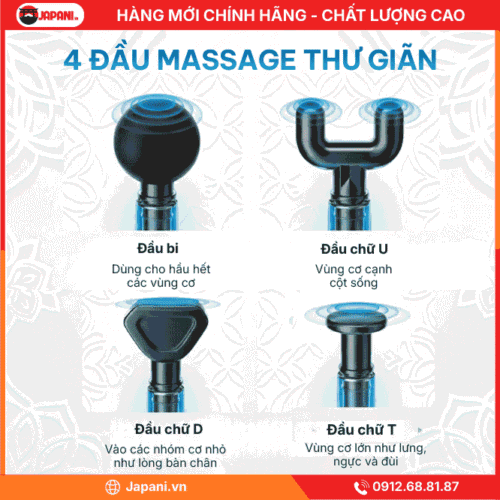 Đa Dạng Đầu Massage Máy Đấm Lưng Cầm Tay JAPANI MDL-5546