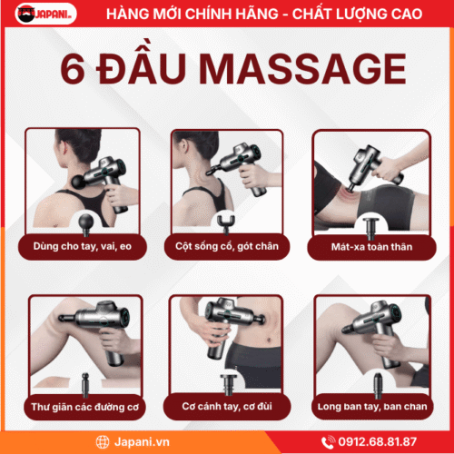 Đa Dạng Đầu Của Súng Massage Cầm Tay Mini JAPANI CTMINI-5738