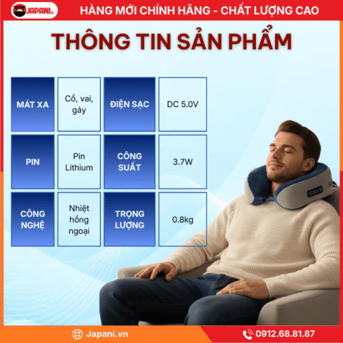 Thông tin sản phẩm gối massage chữ U JAPANI CVG-5816