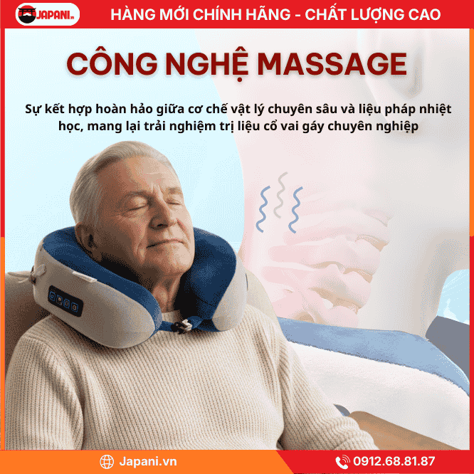 Công nghệ massage đột phá của gối massage chữ U JAPANI CVG-5816