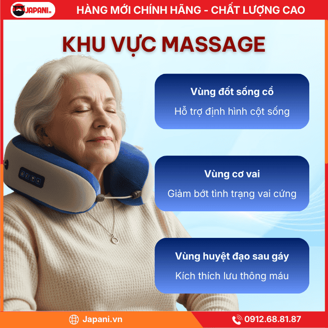 Khu vực massage chuyên biệt của gối massage chữ U JAPANI CVG-5816