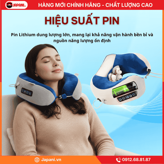 Hiệu suất pin Lithium tiên tiến của gối massage chữ U JAPANI CVG-5816