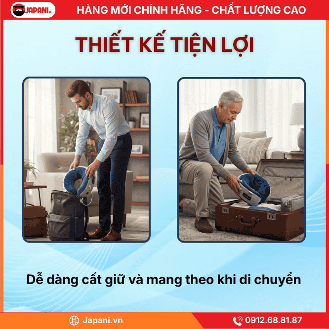 Thiết kế nhỏ gọn, nhẹ và tiện lợi của gối massage chữ U JAPANI CVG-5816