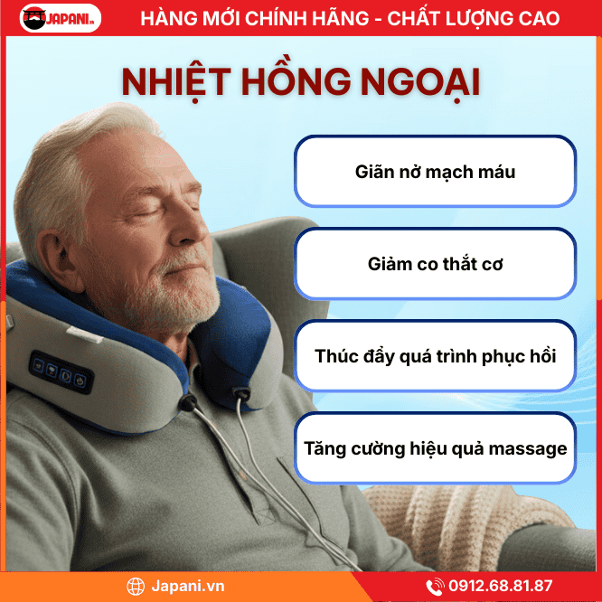 Nhiệt hồng ngoại trị liệu của gối massage chữ U JAPANI CVG-5816