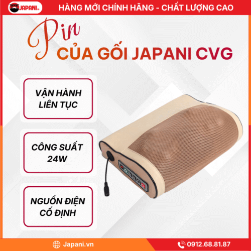 Hiệu Suất Nguồn Điện Của Gối Massage Cổ Vai Gáy, Mát Xa Lưng JAPANI CVG-6047