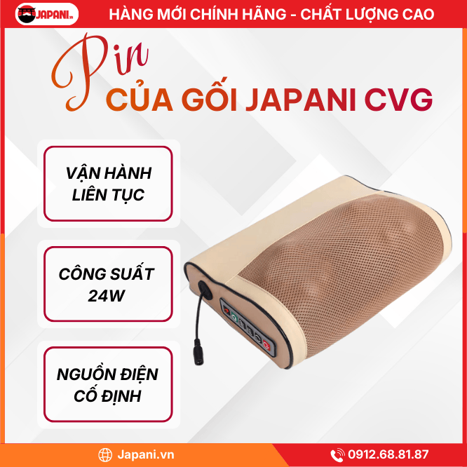 Hiệu Suất Nguồn Điện Của Gối Massage Cổ Vai Gáy, Mát Xa Lưng JAPANI CVG-6047