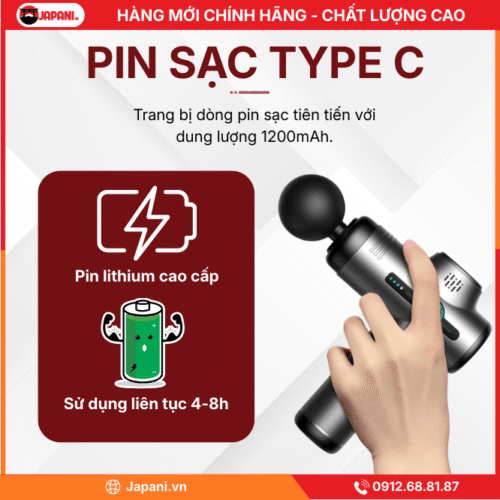 Hiệu Suất Pin Súng Massage Cầm Tay Mini JAPANI CTMINI-5738