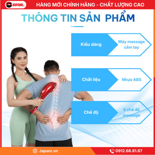 Thông Tin Chi Tiết Máy Massage Lưng Cầm Tay Nhiệt Hồng Ngoại JAPANI MDL-5433