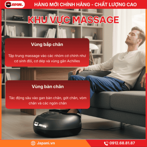 Khu vực massage chuyên biệt của máy massage bắp chân, bàn chân JAPANI MSC-6260