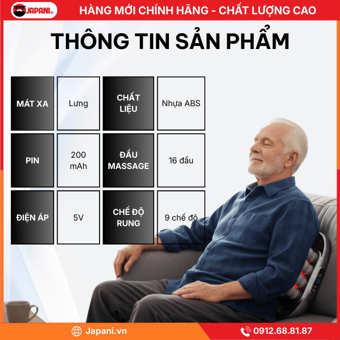 Thông tin sản phẩm máy massage đấm lưng cao cấp JAPANI MDL-5763