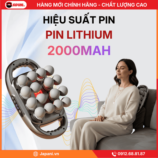 Hiệu suất pin của máy massage đấm lưng cao cấp JAPANI MDL-5763