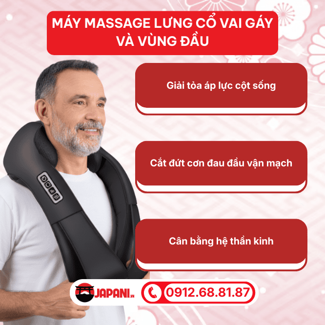 M&aacute;y massage lưng cổ vai g&aacute;y v&agrave; v&ugrave;ng đầu