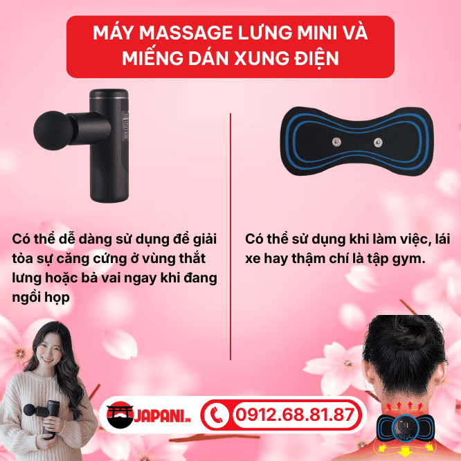 M&aacute;y massage lưng mini v&agrave; miếng d&aacute;n xung điện tiện lợi