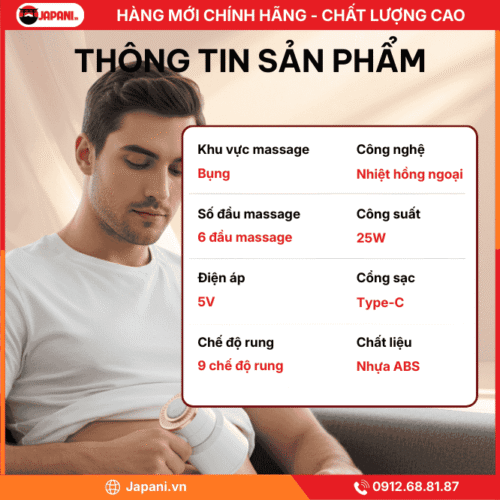 Thông tin chi tiết của máy massage rung bụng cầm tay JAPANI MBCT-6128