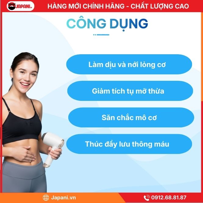 Máy Massage Rung Bụng Cầm Tay JAPANI MBCT-6136 Tỏa Nhiệt Trị Liệu - Ảnh 4