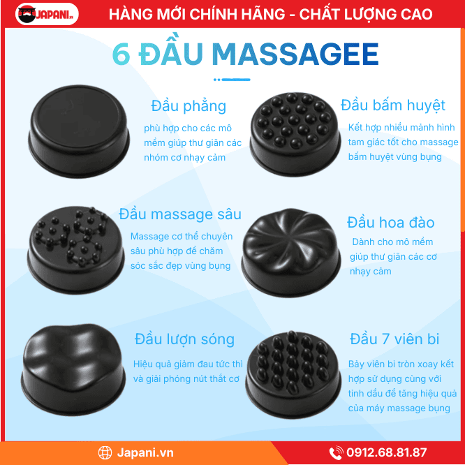 Đa Dạng Đầu Massage Chuyên Biệt của Máy Massage Bụng JAPANI MBCT-6136