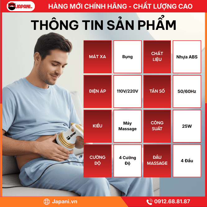 Thông tin chi tiết của máy massage rung bụng cầm tay JAPANI MBCT-6159