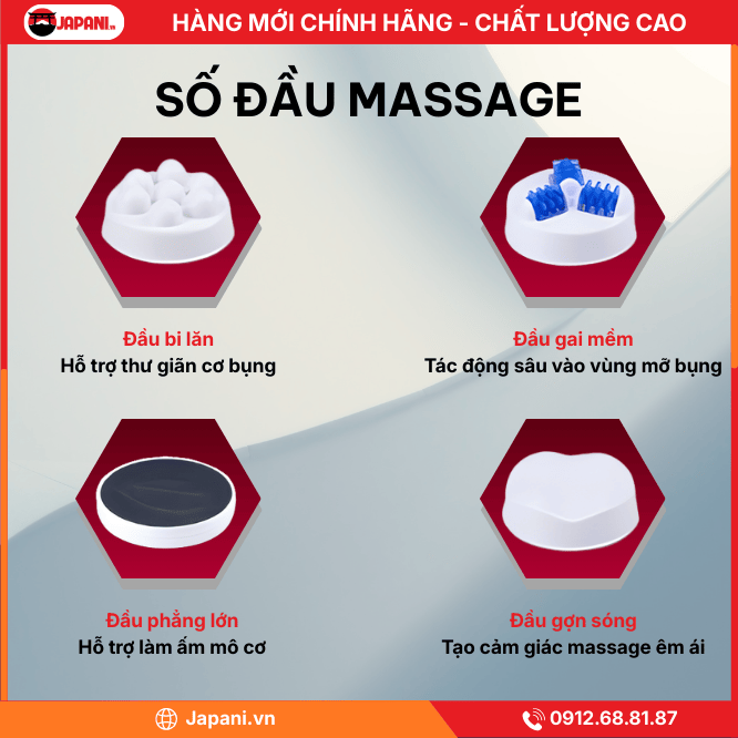 Số đầu massage của máy massage rung bụng cầm tay JAPANI MBCT-6159