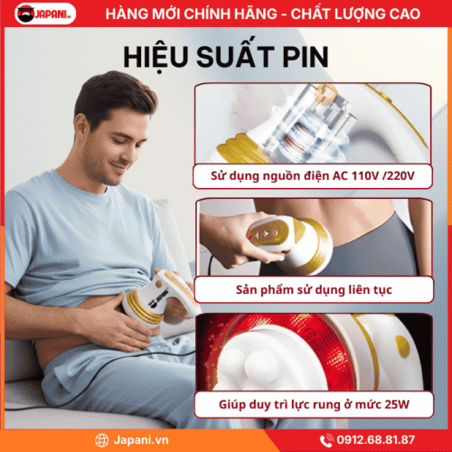 Hiệu suất nguồn điện của máy massage rung bụng cầm tay JAPANI MBCT-6159